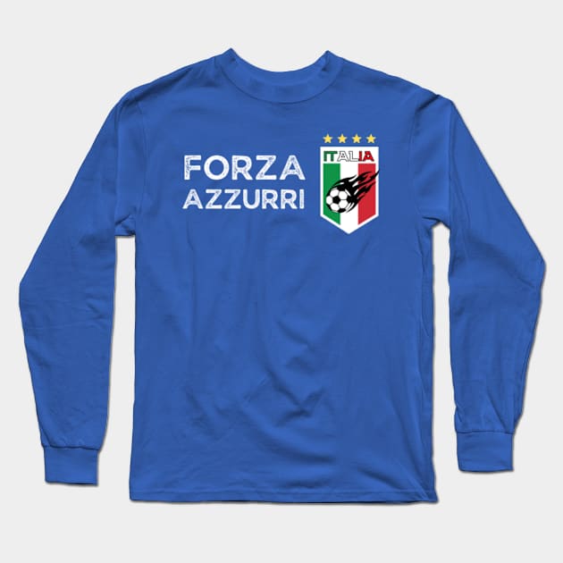 Italia Forza Azzurri Calcio Football Soccer Jersey Long Sleeve T-Shirt by Happy Hour Vibe